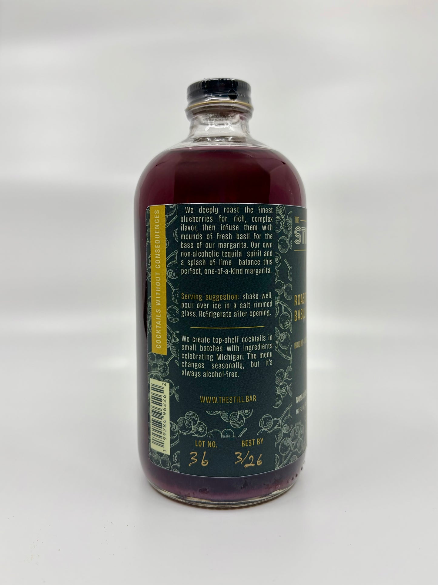 Roasted Blueberry + Basil Margarita (Non-Alcoholic)