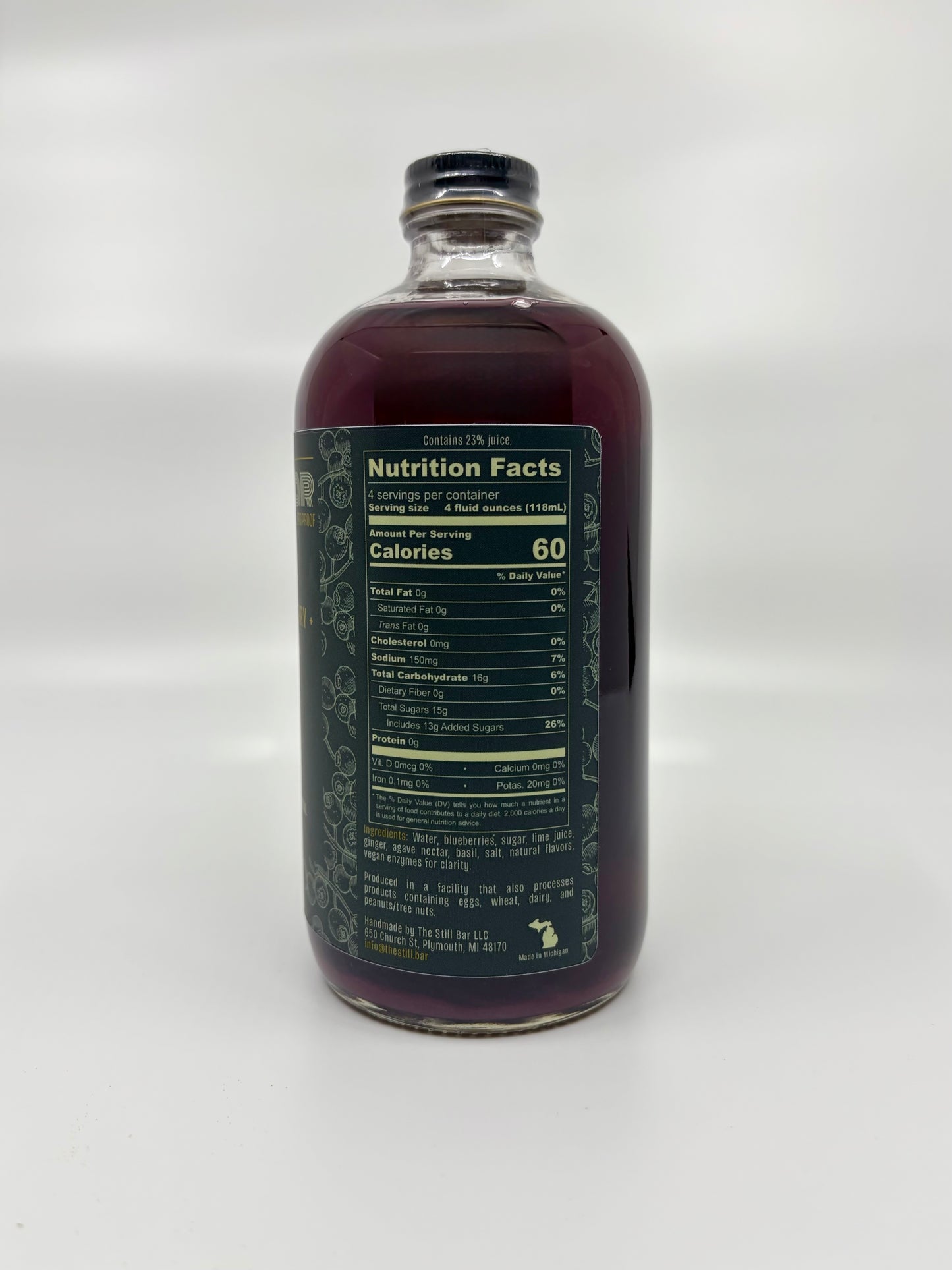 Roasted Blueberry + Basil Margarita (Non-Alcoholic)