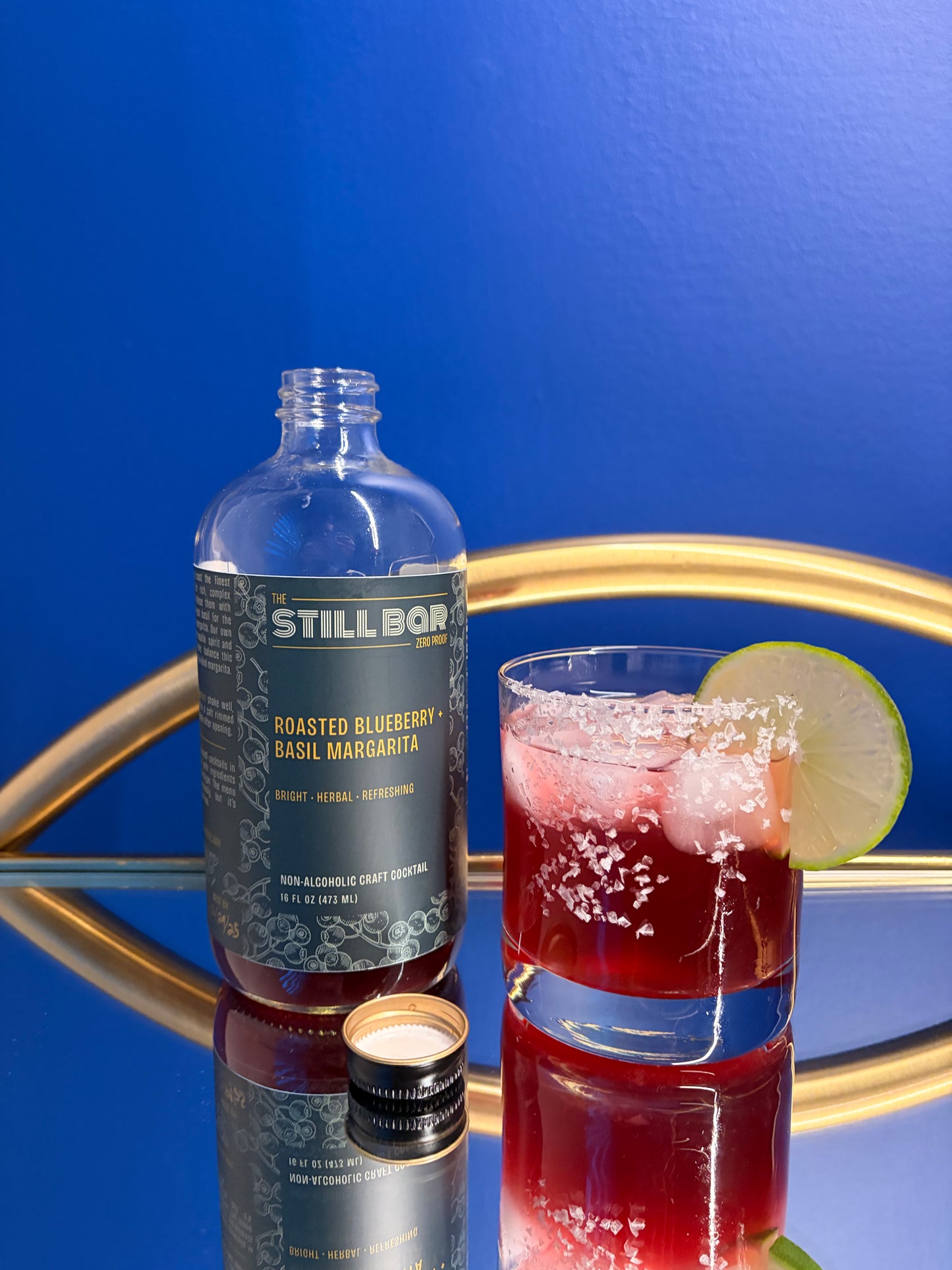 Roasted Blueberry + Basil Margarita (Non-Alcoholic)