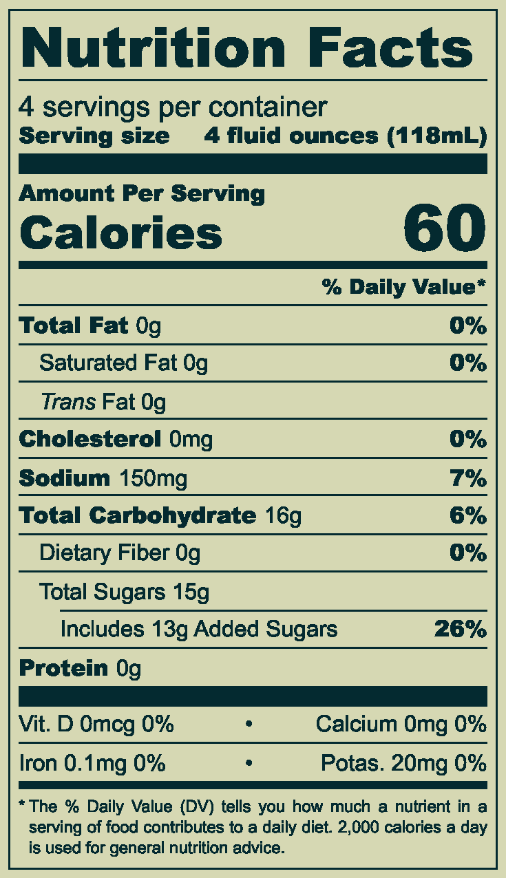 Nutrition Label: Roasted Blueberry + Basil Margarita from The Still Bar